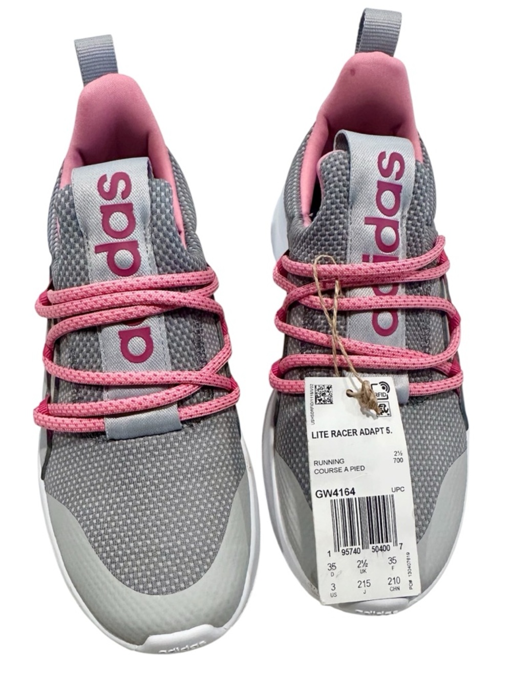 NWT adidas Kids Gray and Pink Lite Racer Adapt 5.0 Running Shoe - Size: 3 - Picture 9 of 9